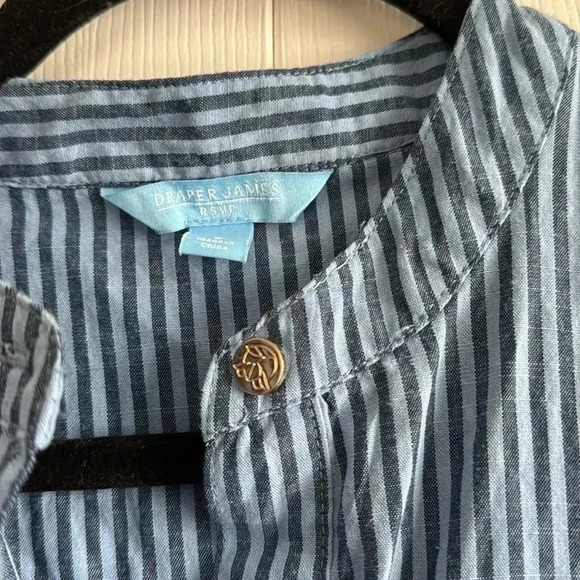 Draper James RSVP Belted Button Front Striped Chambray Dress size S - Picture 3 of 5